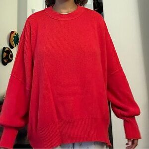 Free people red oversized sweater